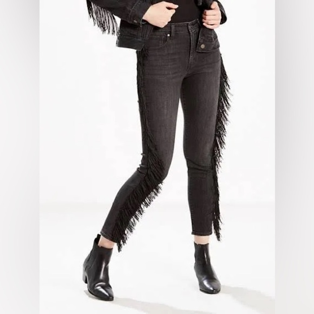 Levi's Black Fringe Ankle Jeans